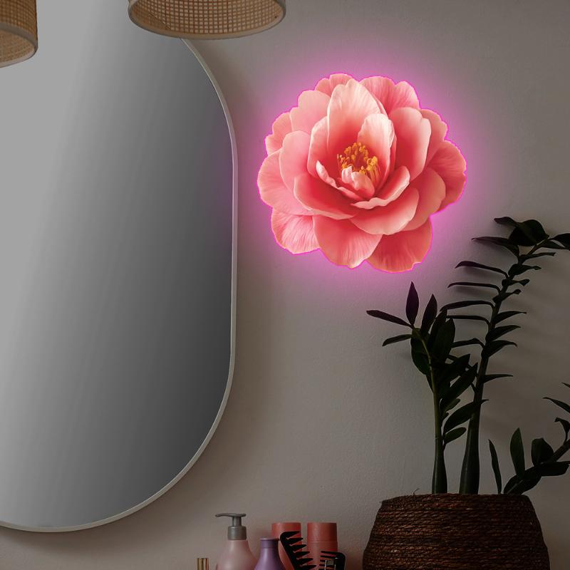 Ljusblommig Toalettklistermärke Nattlampa Blommig Väggdekal Badrum Sovrumsklistermärke Självhäftande PVC Vattentät Heminredning