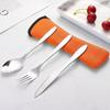 Portable Stainless Steel Western Cutlery Set: Knife, Fork, Spoon & Cloth Bag - Creative Three-Piece Gift Set