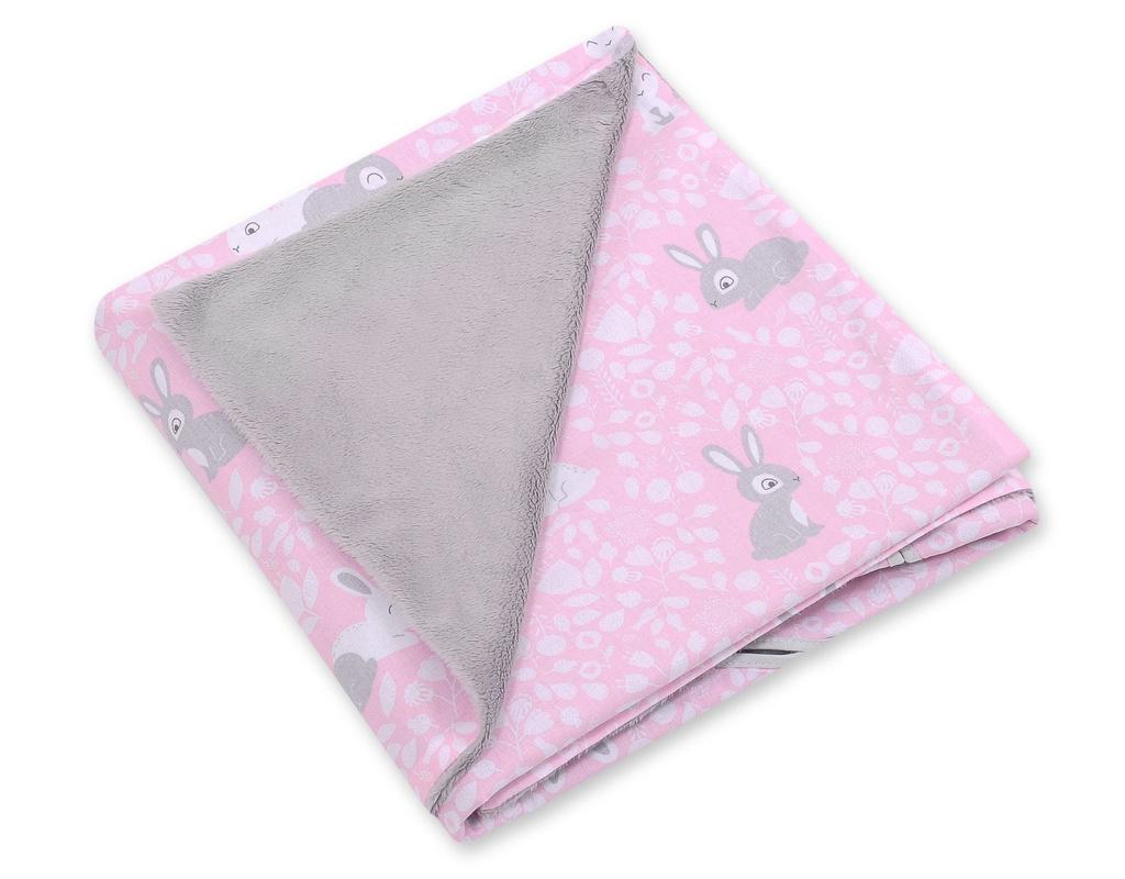 Large baby wrap for the stroller carrier seat, double-sided - pink bunnies