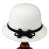 Black And White Bow Bowler Hat Women'S Tweed Basin Hat Mother Bucket Hat Felt Hat