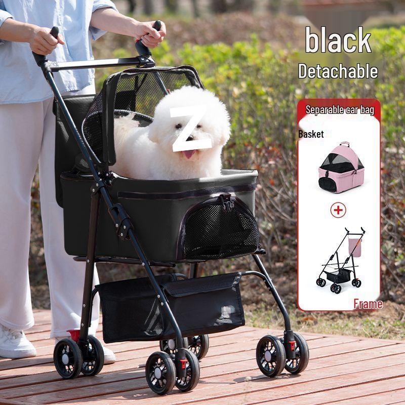 Lightweight Foldable Pet Stroller with Detachable Basket for Dogs and Cats