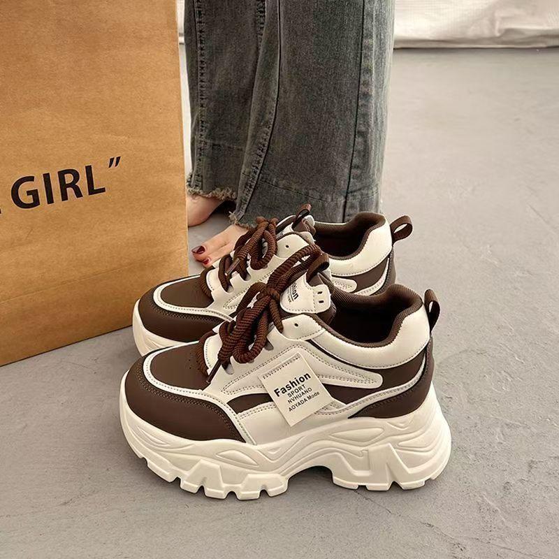 

Small inner height increase women s platform sneakers women s 2025 new spring and summer dad shoes mesh breathable white shoes 35