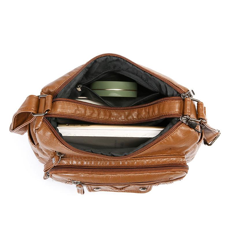 Muttertasche Damen Weiche Leder Umhängetasche Mehrfachfächer Vintage Große Kapazität Umhängetasche