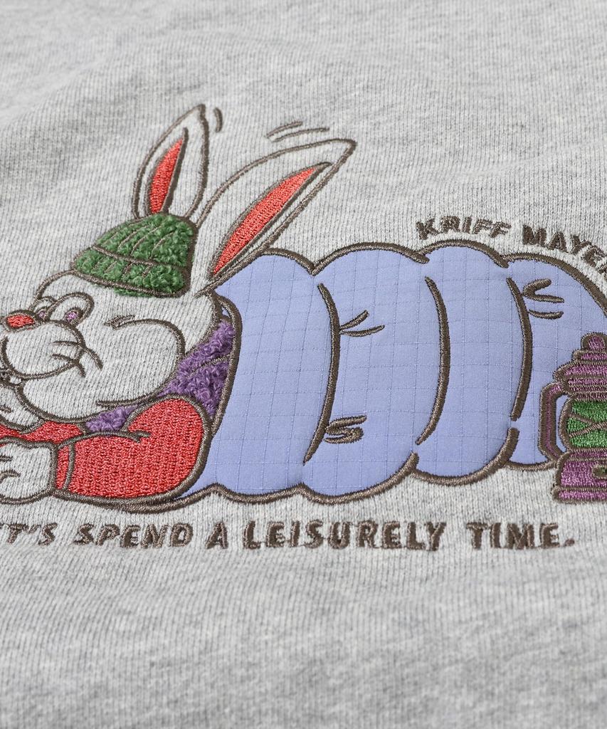 Camp Rabbit Fleece Crew B Embroidered Sweatshirt for Medium Gray [Cliff Mayer] Men,