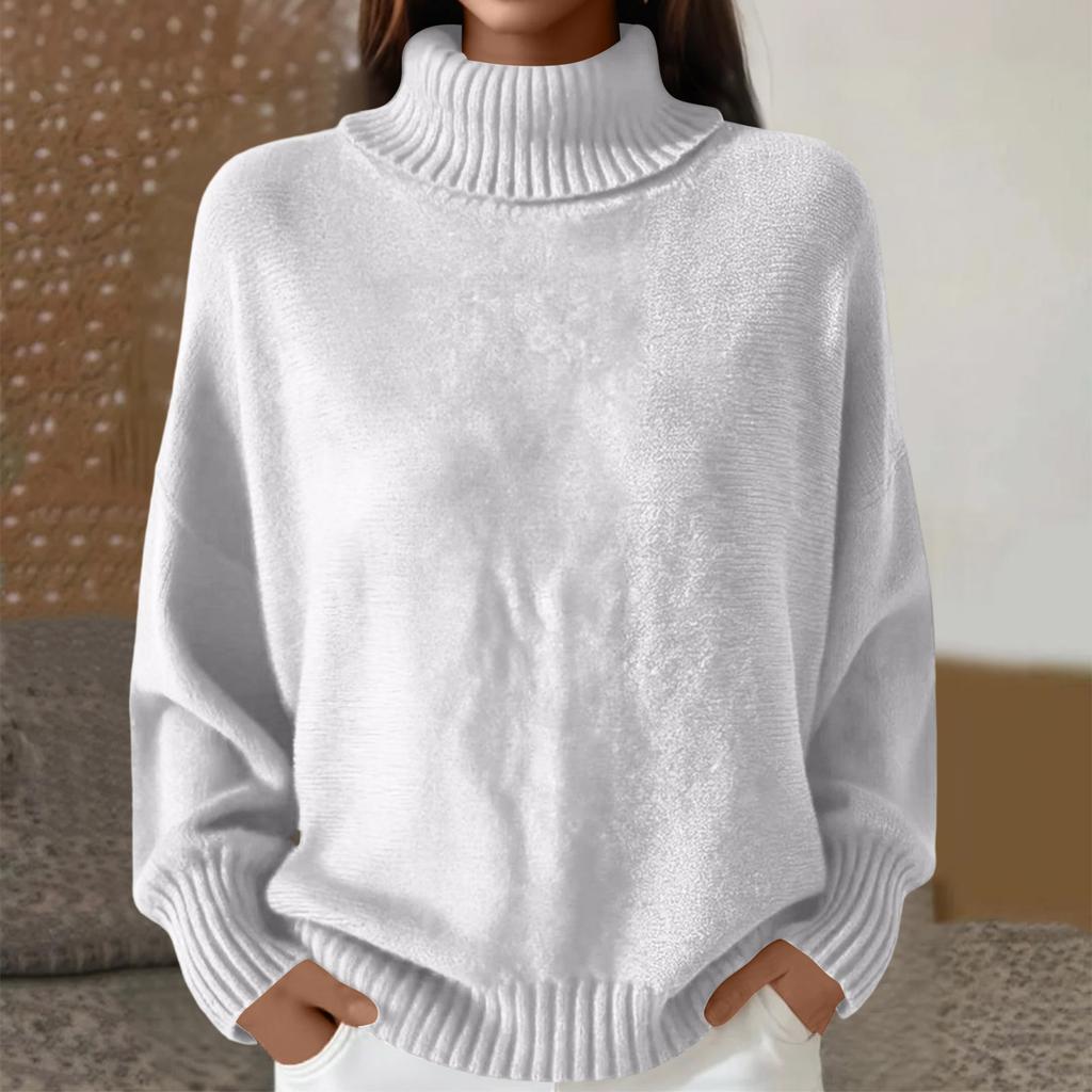 Women's Casual And Fashionable  Long Sleeved Knitted Solid Color Top Sweater
