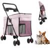 Pet Travel Stroller for Small Medium Dogs 360° Wheels Foldable Design 5 Ventilation Windows Removable Tray Outdoor Dog Cart