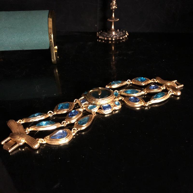 New Fashion Style Vintage Glass Inlaid Heavy Industry Necklace, Bracelet, Jewelry Set, Exquisite and Elegant Women's Accessories