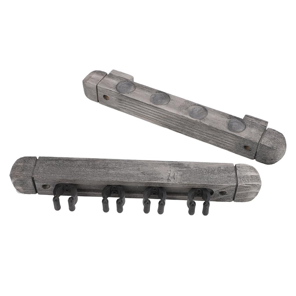Wall Mounted Cue Holder Rack 4 Slots Modern Wooden Billiard Cue Holder Silver Grey