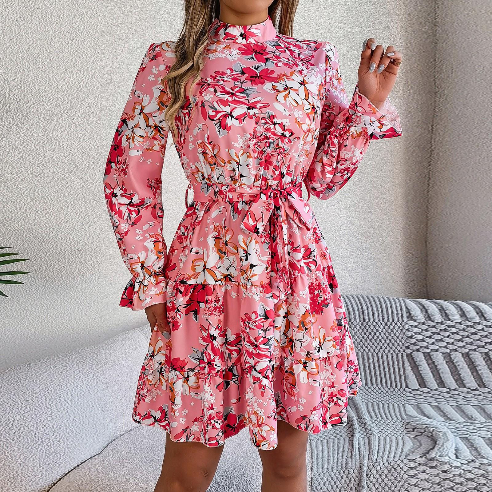 Женские повседневные элегантные платья трапециевидной формы с длинными рукавами — фото 5