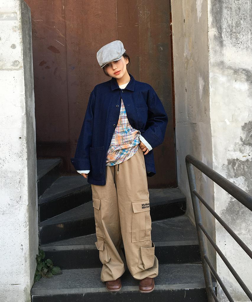 Maidibbeullumemolijeu (Pt) Mm Wide Multi Cargo Pants(Beige)