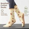 Pumpkin Embroidery Yoga Socks Breathable Cuffed Mid Tube Socks Professional Floor Socks  for Women