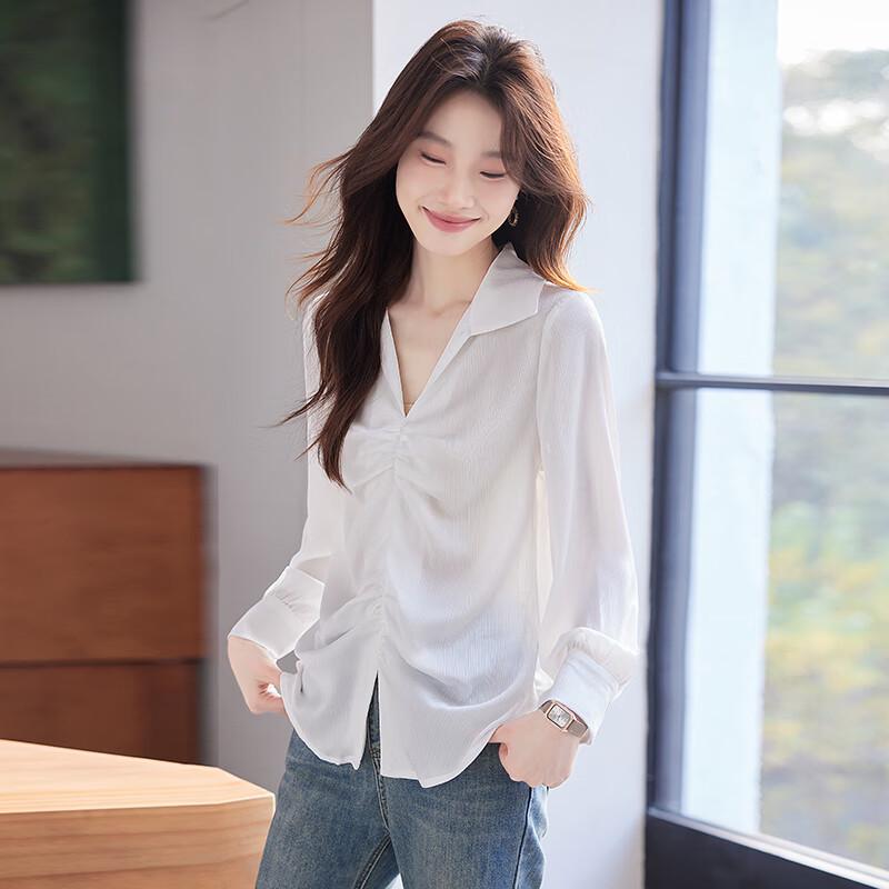 Women's V-Neck Long Sleeve Chiffon Commuter Blouse