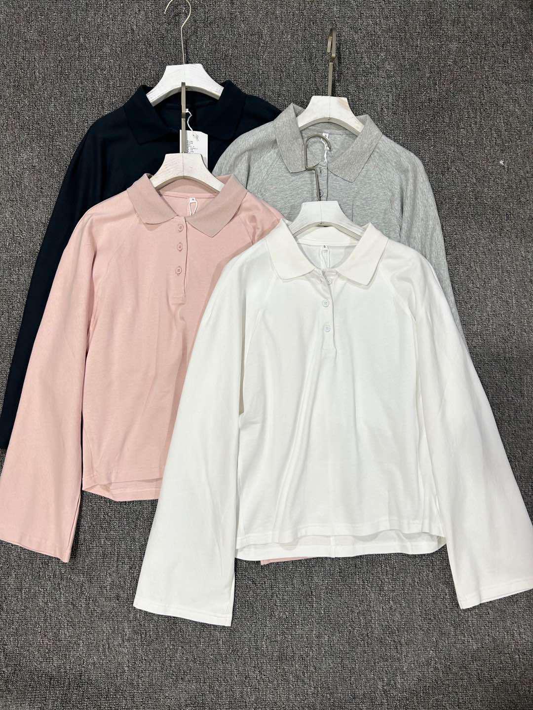 

Женская повседневная рубашка-поло с длинным рукавом, свободного кроя, в стиле бокси, весна 2025 - полностью хлопковая Small розовый