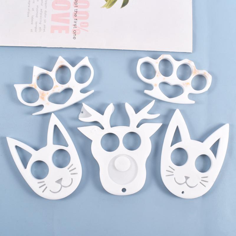 Poppy DIY Cat Face Resin Keychain Mold & Finger Armor Silicone Mold Set