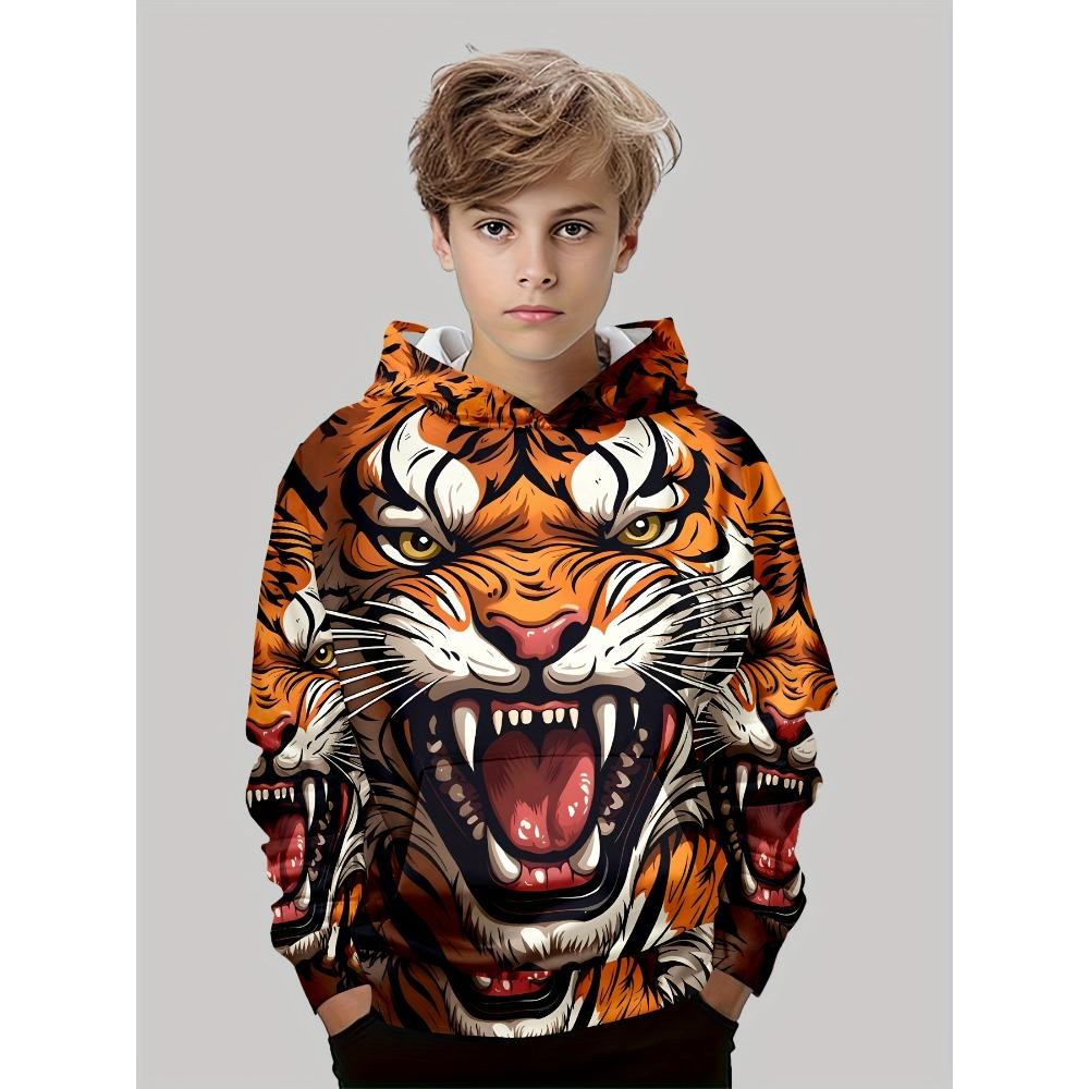 Kids Clothes Boys Hoodies Long Sleeve 3D Tigers Print Children Spring Fall Clothes Casual Outdoor Stylish Boy Girl Clothes Tops