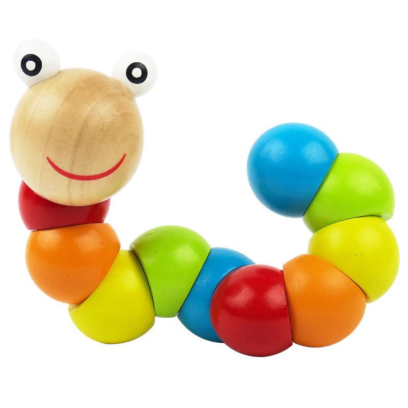 Colorful Educational Wooden Caterpillar Twist Toy - Early Learning Simulation for Kids