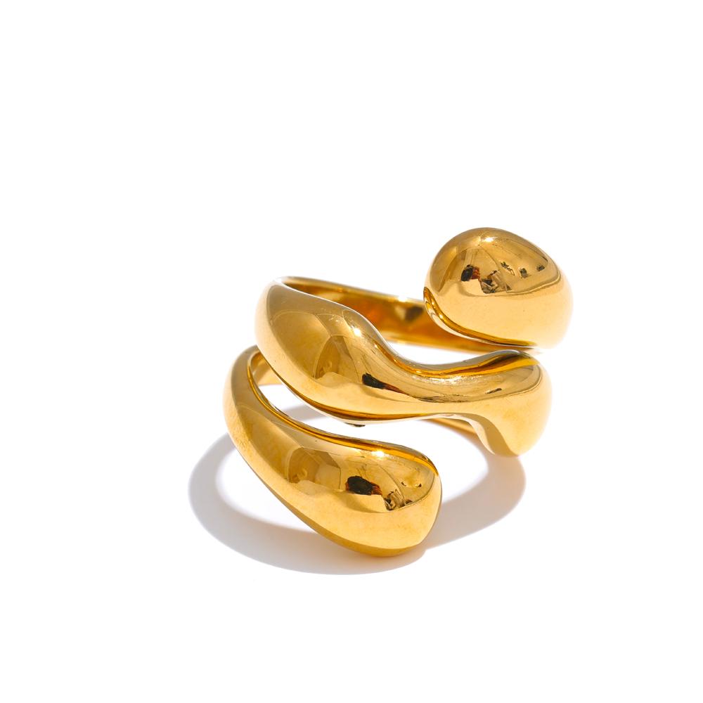 

Yhpup 678# New Irregular Stainless Steel Golden Ring for Women Stylish Unique Texture Metal Distinctive Finger Jewelry Gift 6