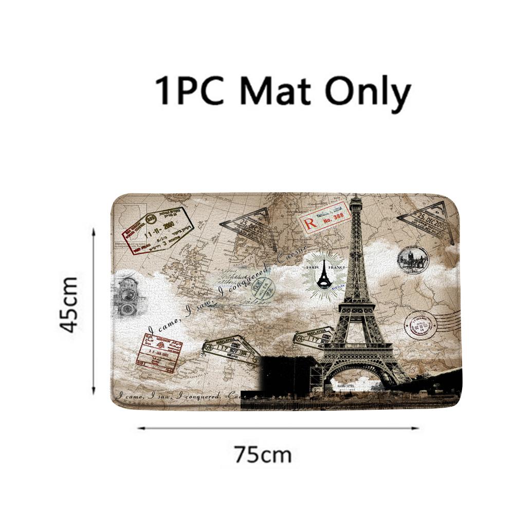 Vintage Scenery Paris Tower Home Decor Waterproof Shower Curtain Set With 12 Hooks Toilet Covers Bath Mats Bathroom Non-Slip Rug