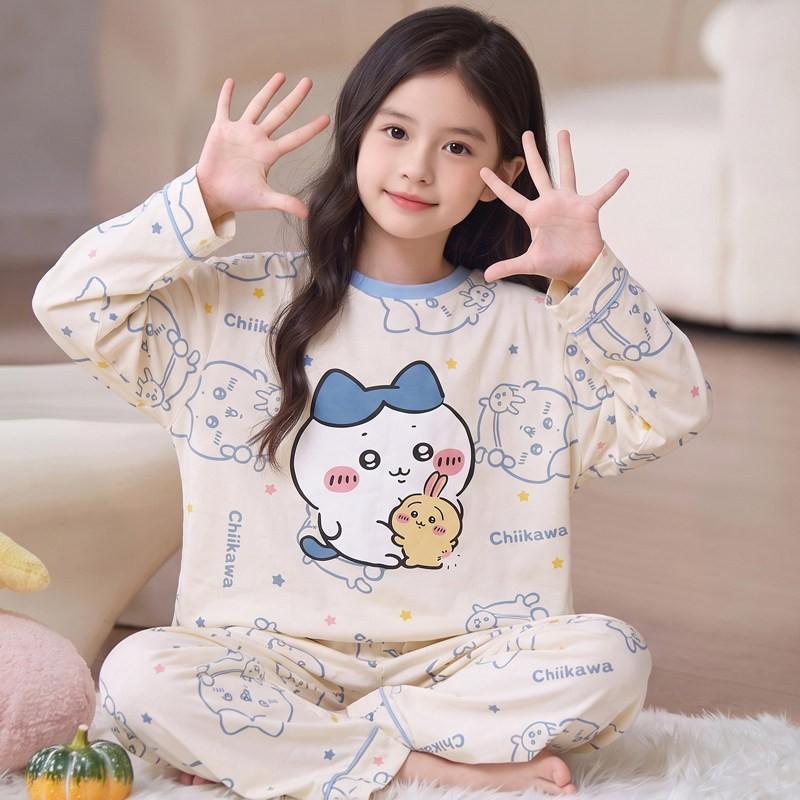 100% Cotton Girls Long Sleeve Pajama Set Princess Style Thin Sleepwear Kids Ages 8