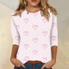 Women's Breast V-Neck Casual Three-Quarter Sleeve Printed Top