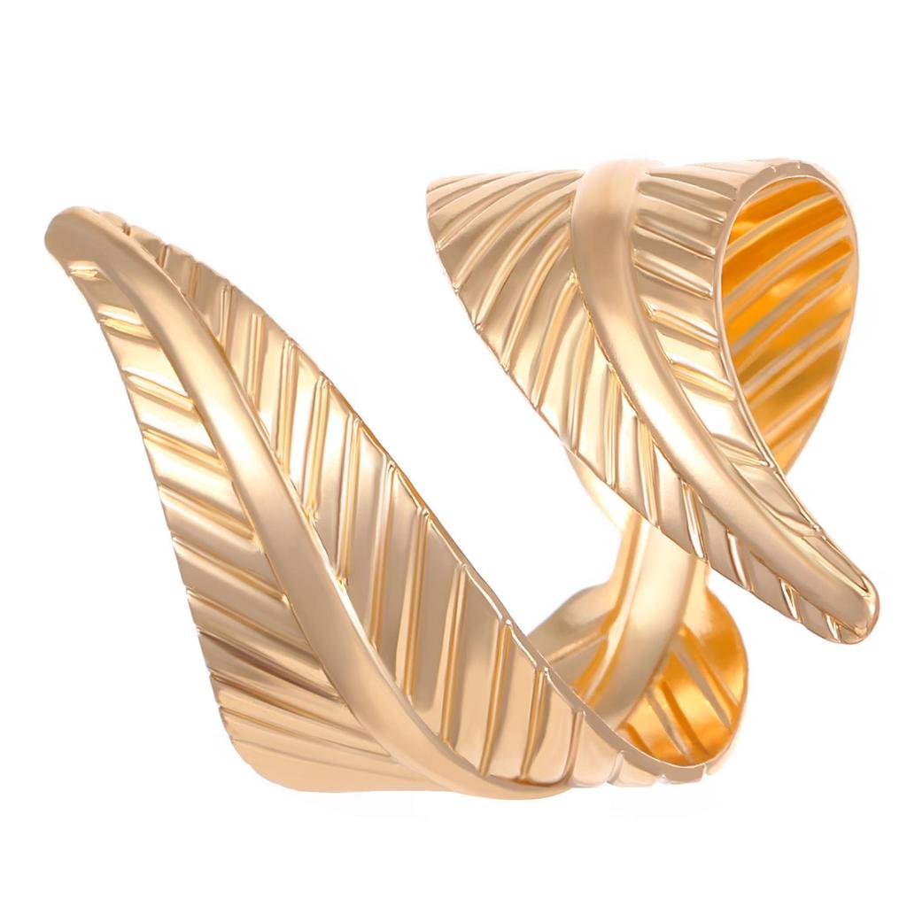 Gold Leaf Open Bracelet Ring & Earring Necklace Set - Women's Fashion Trend