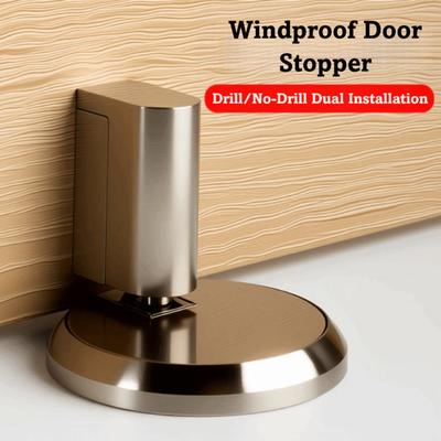 No Drill Design Mechanical Locking Door Stopper Mute Function Magnetic-Free Design No Drill Door Stopper