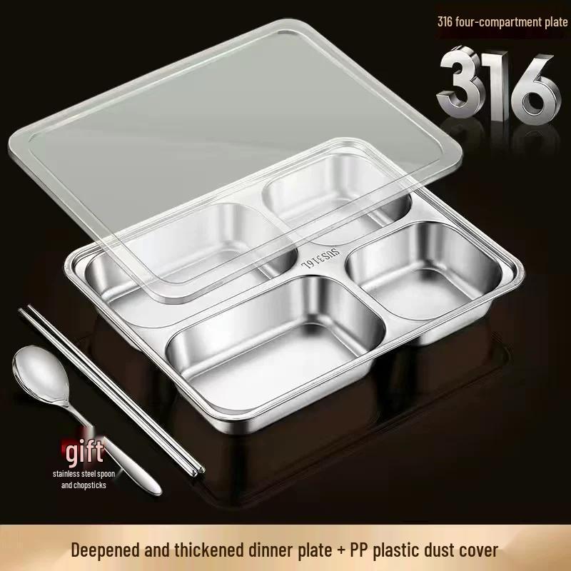 HANDUNYOU 316 Stainless Steel Divided Meal Plate