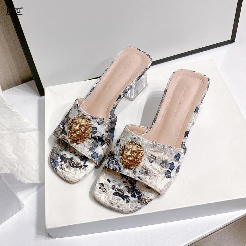 

Thick-heeled flip-flops, women s summer fashion, one-shoulder flip-flops, Chinese style crystal high heels T66 42 чёрный