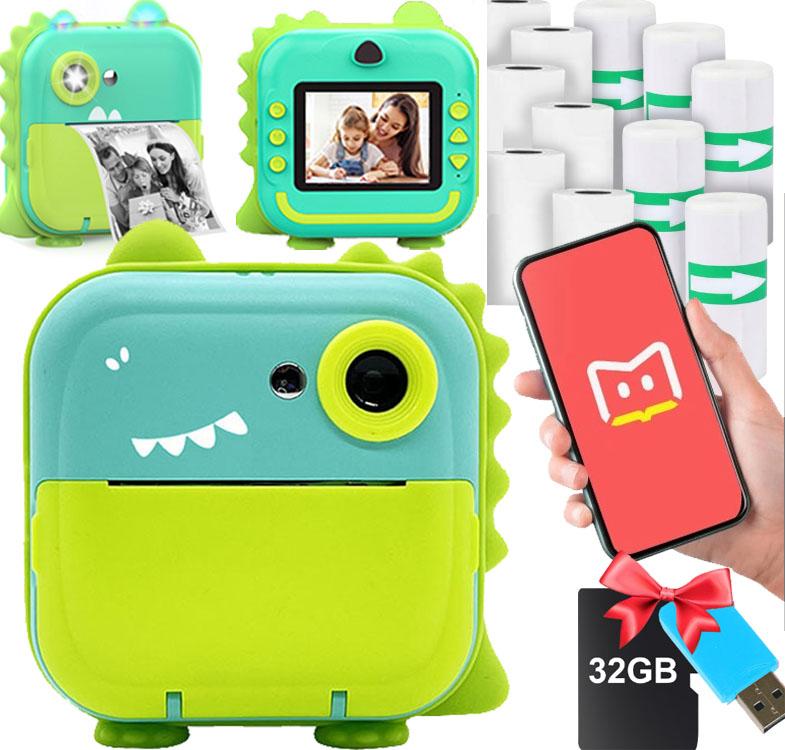 

Камера моментальной печати для детей, Бесчернильный принтер наклеек для девочек и мальчиков 3-12 лет, 20 МП HD цифровые видеокамеры, Мини-термопринтер, Детская игрушка