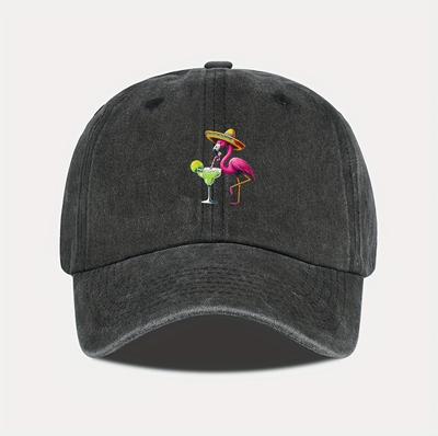 MLFO Flamingo Print Retro Washed Baseball Cap  Adjustable Lightweight Hat Suitable for Shopping Vacation