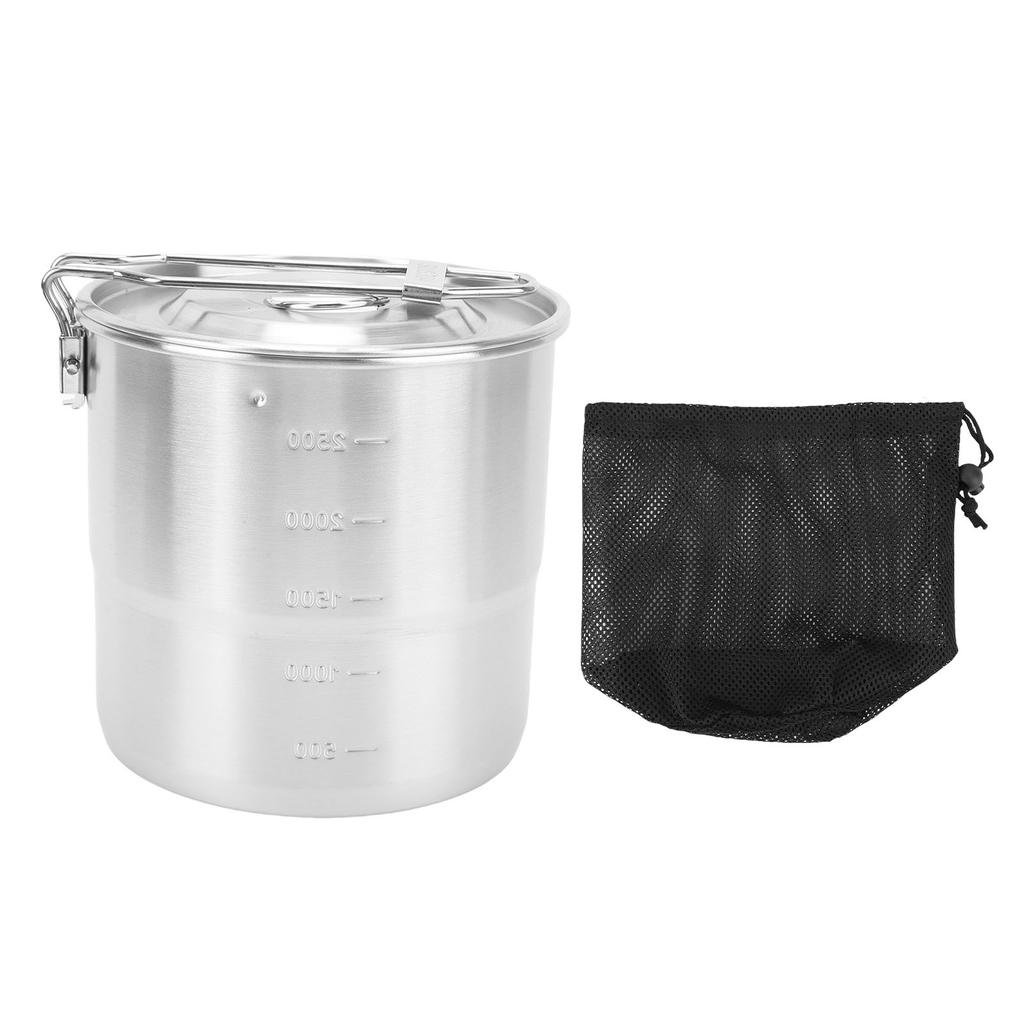 Camping Cooking Pot 304 Stainless Steel Portable Metal Rice Cooker Camping Cookware for Outdoor Hiking