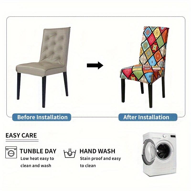LANMOLIFEChair Cover Printed Dining Chair Covers Stretchable Washable Kitchen Chair Covers Suitable for Banquet Party Decoration