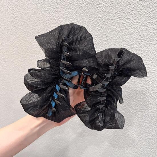 Pinza per Capelli da Donna Decorazione in Tessuto Multistrato Colore Solido Artiglio Forte Antiscivolo Decorazione Capelli Organizzazione Strumento per Acconciatura da Donna