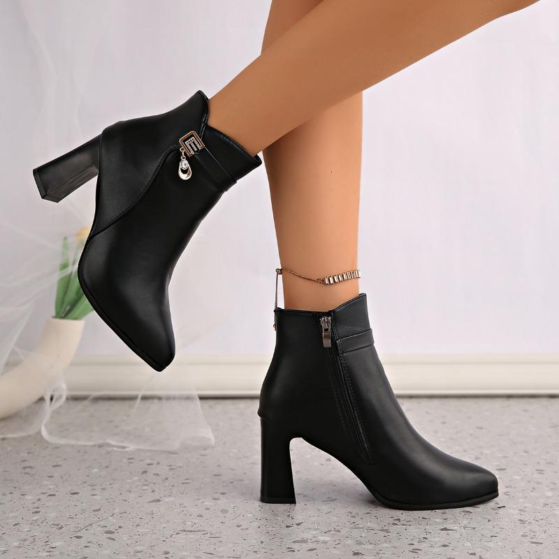Fashion Fashion High Heel Short Boots 2025 New Non-Slip Cotton Shoes Cotton Boots