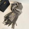 Solid color simple black and gray double-sided cashmere scarf women's autumn and winter thickened warm wool men's scarf versatile model