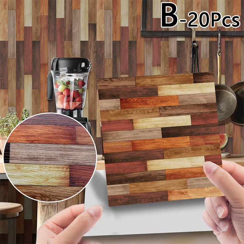 20db 10*10cm fali matrica tapéta PVC öntapadós fa erezetű kerámia csempe Lakásdekoráció