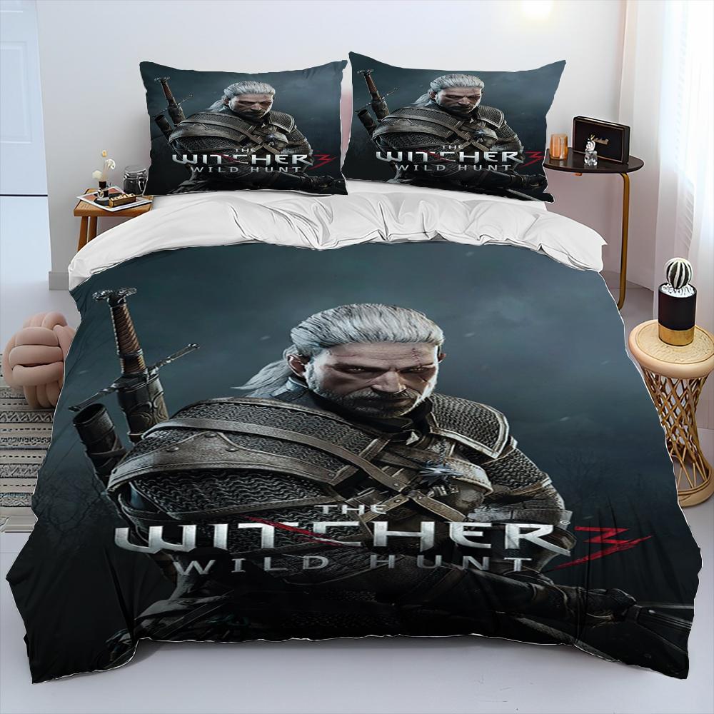 3D The W-Witcher Game Gamer cartoon Comforter Bedding Set,Duvet Cover Bed Set Quilt Cover Pillowcase,king Queen Size Bedding Set