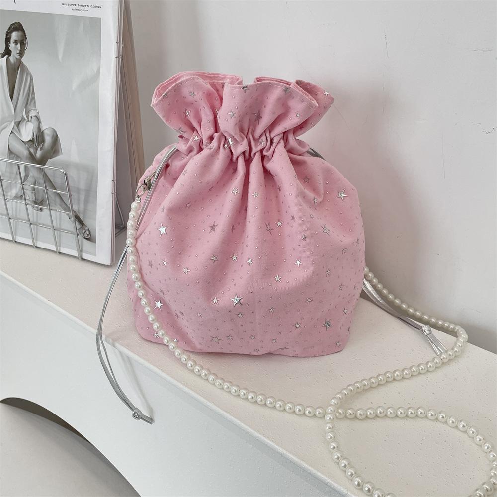 

Модная маленькая свежая наплечная сумка новая холщовая сумка-тоут универсальный ремешок-шнурок кроссбоди розовый