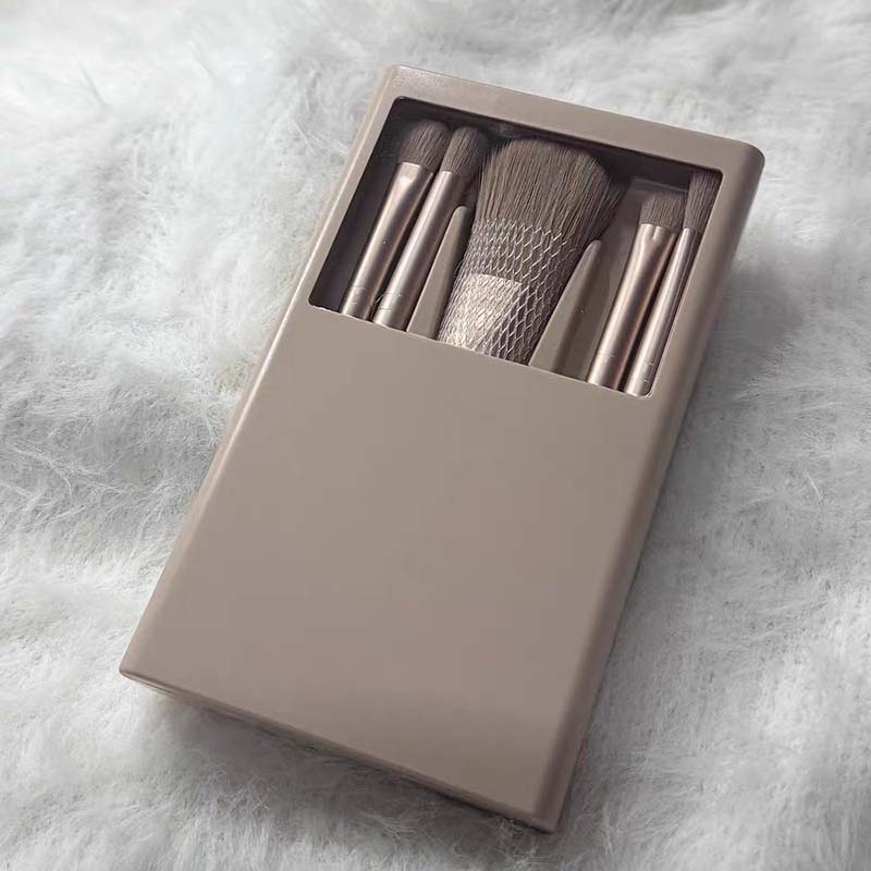 WTEMPO Set di pennelli per trucco eleganti tinta unita con scatola portaoggetti, pennelli morbidi portatili per trucco da viaggio all'aperto