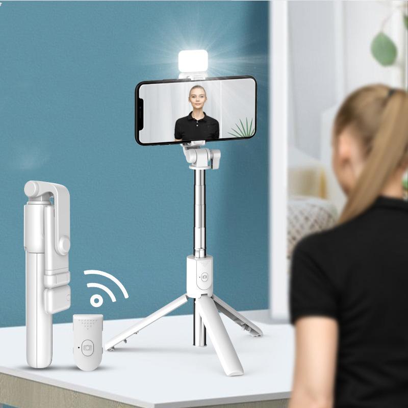 With Soft Beauty Cell Phone Selfie Stick Tripod Bluetooth Remote Wireless Selfi Stick Phone Holder Stand