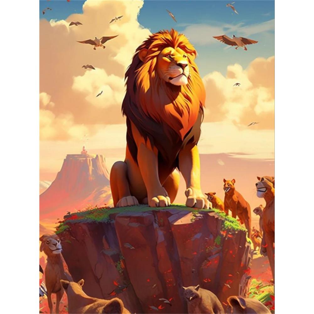 

Disney 5D DIY Diamond Painting The Lion King Pride Stone Classic Scene Illustration Cartoon Full Diamond Mosaic Diamond Painting Art WallDecorationSet Round 20x30cm