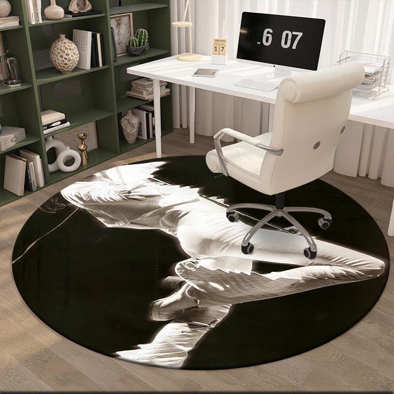 1pc Freddie Mercury Retro Poster Round Carpet Painted Printed Circular Carpet, Home Door Mat, Outdoor Travel Protection Carpet