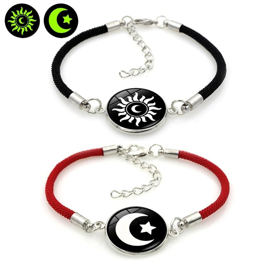 

Регулируемый плетеный браслет Светящаяся ручная цепочка Новые парные браслеты Парные украшения Подарок чёрный/красный