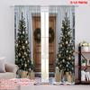2pcs 2D Flat Printing Christmas Window Drapes White Wall Snowflakes Christmas Tree Christmas Wreath Christmas Machine Washable