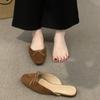 Gentle bag head half slippers outer wear women's shoes spring and summer 2025 new suede bow with skirt flat shoes