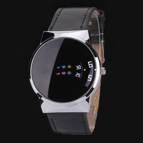 Fashion Ceative Dial Moveable Digital Watch Unisex Women Men Sport Watches Leather Band Quartz Wristwatches Cheap Price