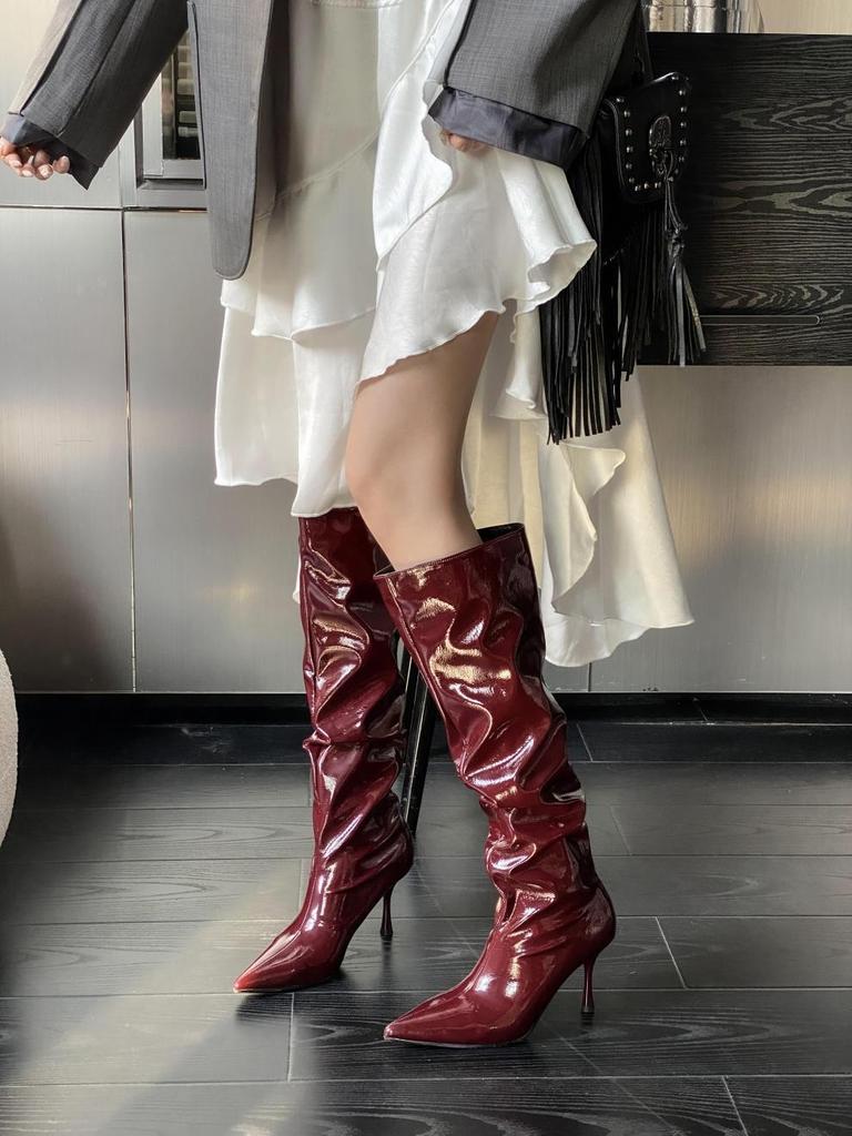 2025 Autumn New Pointed High Boots Stiletto Knight Women's Boots European and American Fashion High-heeled Boots