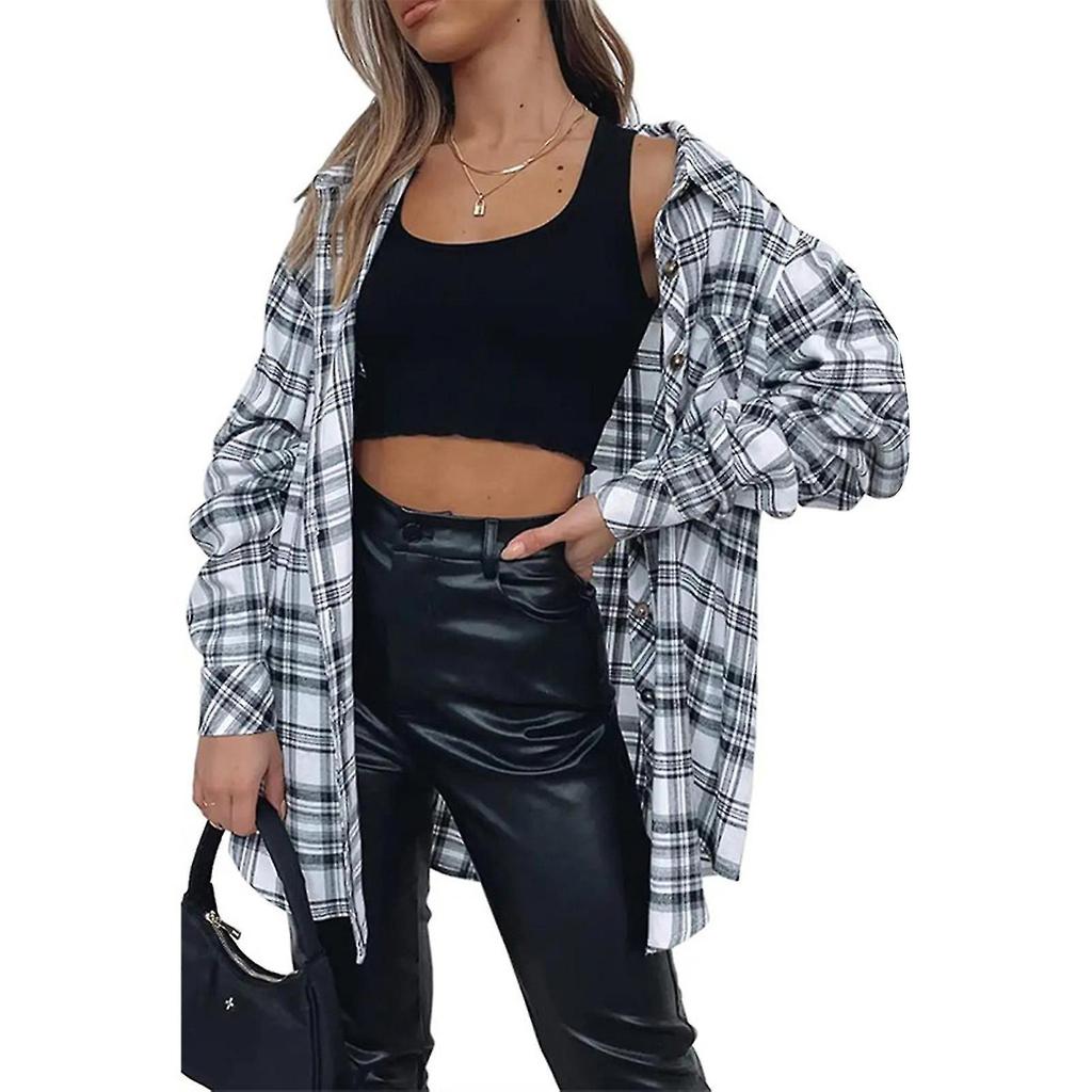 Autumn Shirt For Women Casual Long Sleeve Plaid Shackets For Outdoor Dating Shopping Wear