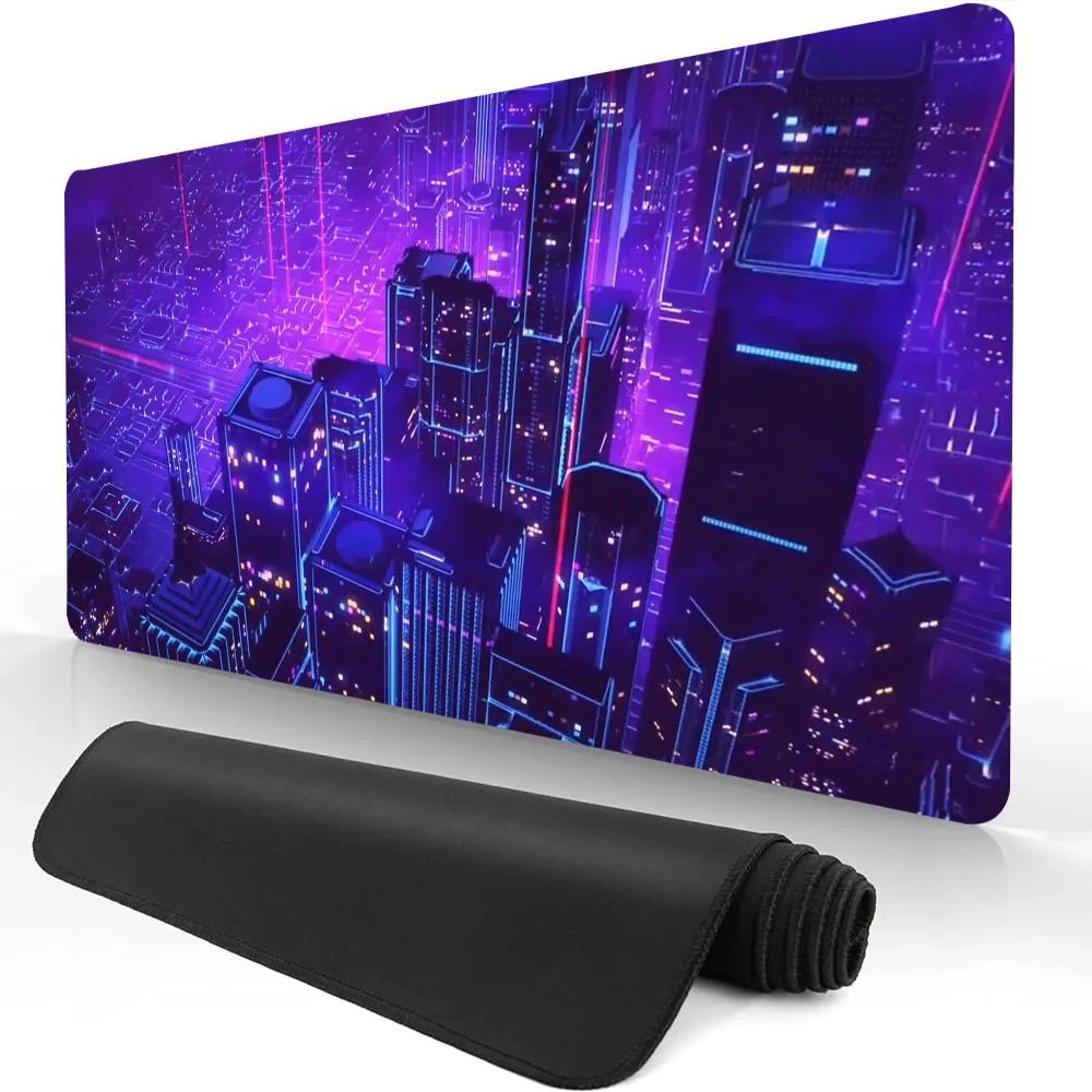 Hot Sell City Neon Pixel Large Mouse Mat Gaming Mousepad Gamer Mousepads Rubber Keyboard Mats Desk Mats XXL Mouse Pads 900X400