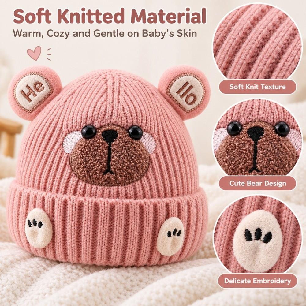 Soft Knit Baby Hat Plush Knitted Hat Cute Pullover Hat Cold Weather